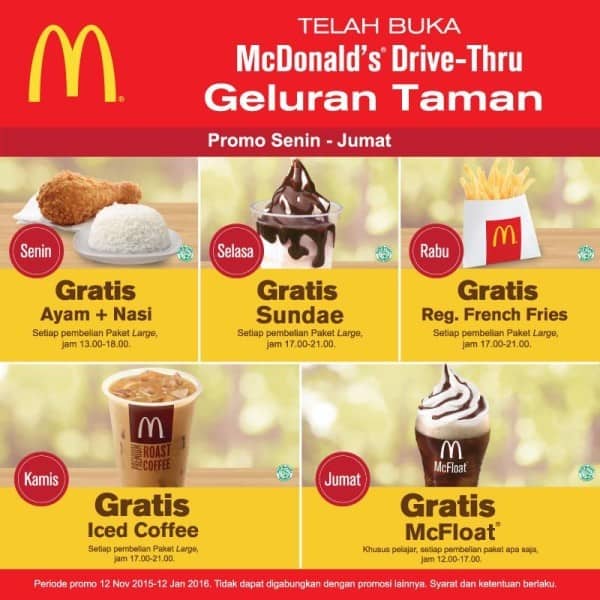 McDonald's Drive Thru Promo Gratis Menu Spesial Setiap Hari - Katalog