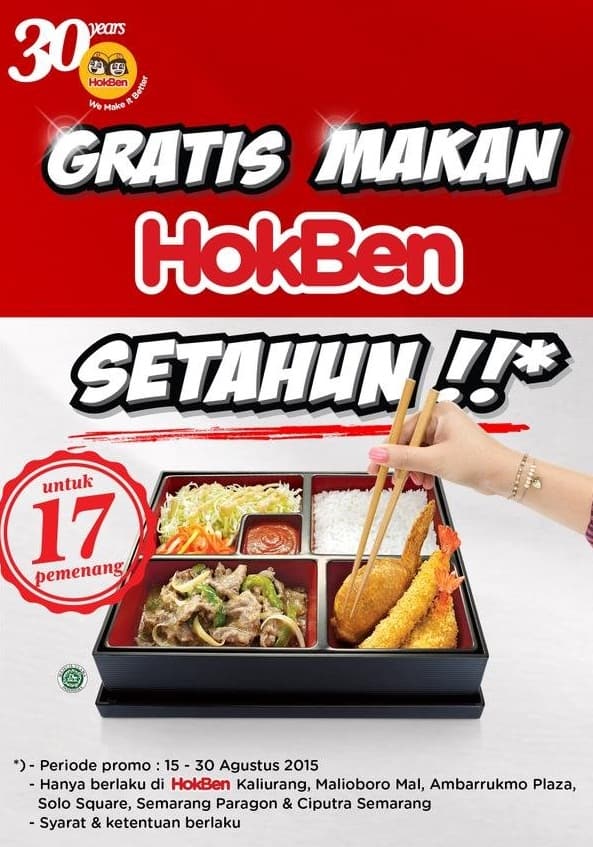 Hoka Hoka Bento Promo Gratis Makan Hokben Setahun