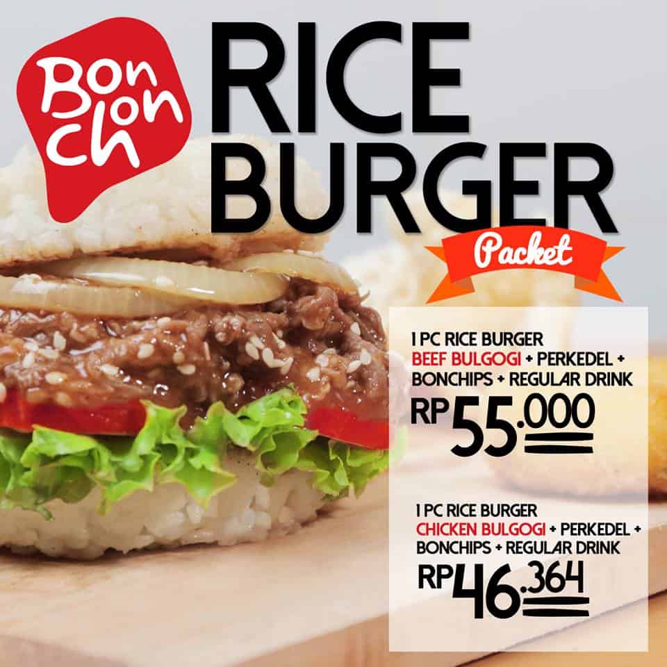 Bonchon Promo Menu Baru Rice Burger Packet Harga Mulai Dari Rp. 46.364,-