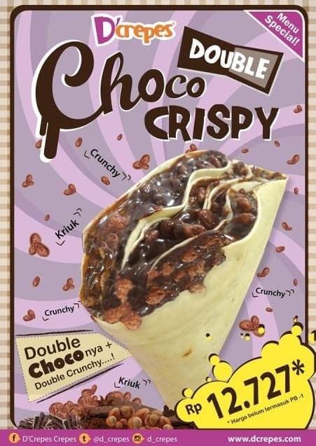 D'Crepes Promo Double Choco Crispy Hanya Rp. 12.727,-