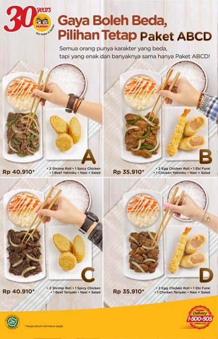 Hoka Hoka Bento Promo Paket ABCD Mulai dari Rp. 35.910,-