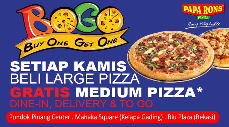 Papa Ron's Pizza Promo BOGO Setiap Kamis