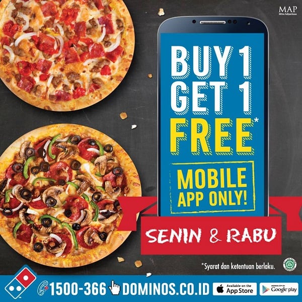 Domino's Pizza Promo Buy 1 Get 1 Free Setiap Senin & Rabu