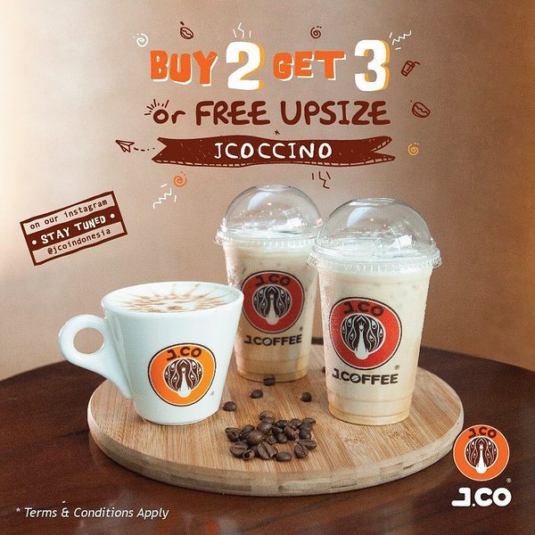 J.co Coffee Promo Buy 2 Get 3 or Free Upsize JCoccino
