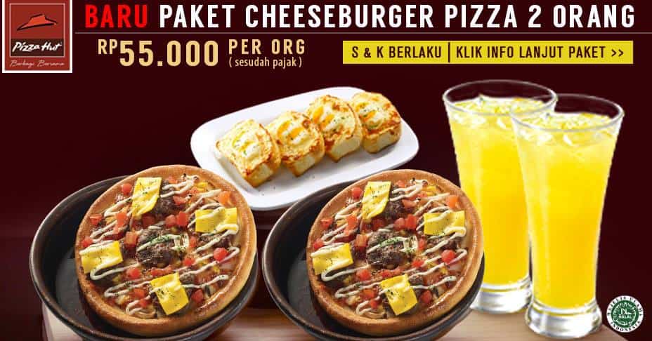 Pizza Hut Promo Paket Cheeseburger Pizza Hanya Rp. 55.000,- Per Orang