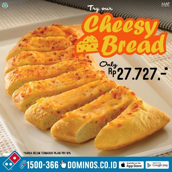 Domino's Pizza Promo Menu Baru Cheesy Bread Hanya Rp. 27.727,-