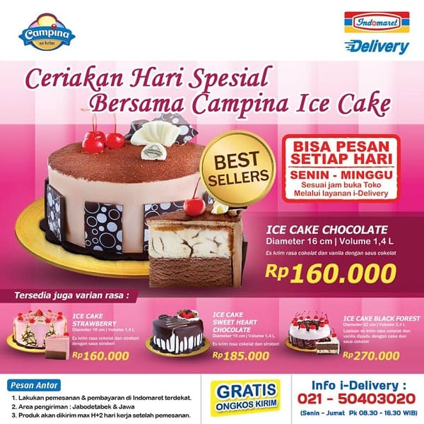 Campina Indomaret Promo Ice Cake Harga Spesial Mulai Dari Rp. 160.000,-