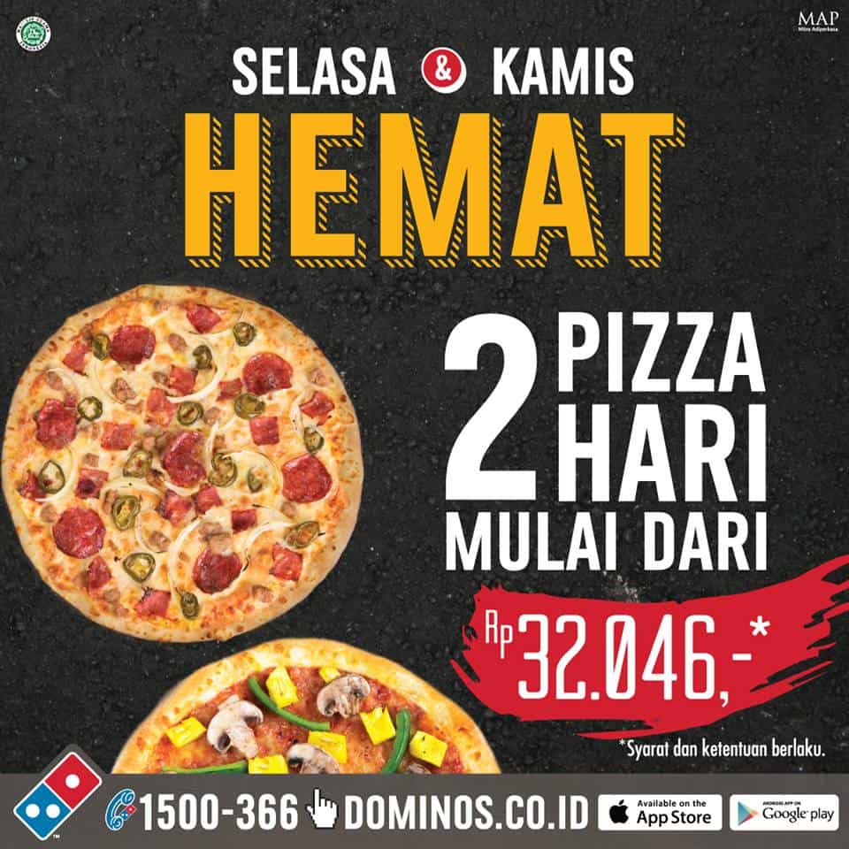 Domino's Pizza Promo Selasa & Kamis Hemat 2 Pizza Mulai Rp. 32.046,-