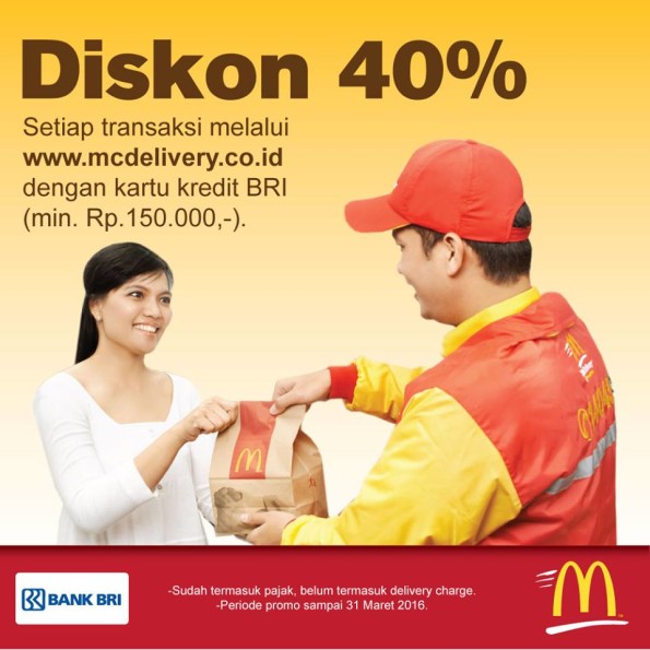 McDonald's Delivery Promo Diskon 40% Dengan Kartu Kredit BRI
