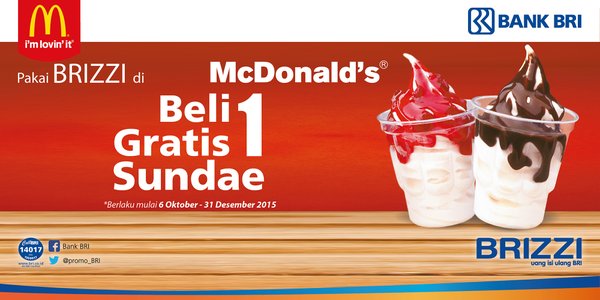 McDonald's Promo Sundae Beli 1 Gratis 1 Pakai Brizzi