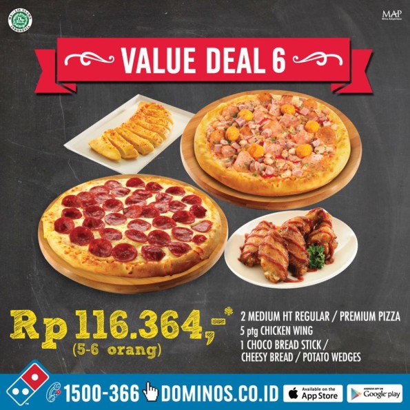 Domino's Pizza Promo Value Deal 6 Rp. 116.364,-