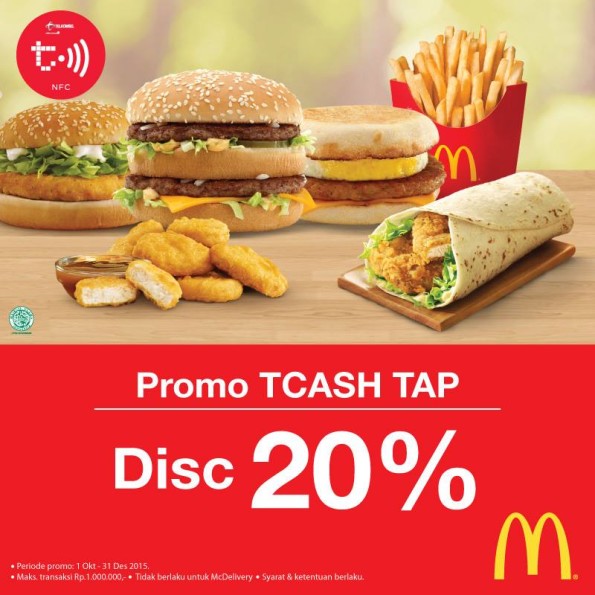 McDonald's Promo Tcash Tap Diskon 20%