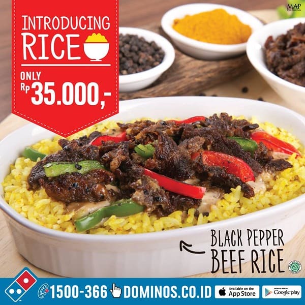 Domino's Pizza Promo Black Pepper Beef Rice Hanya Rp. 35.000,-