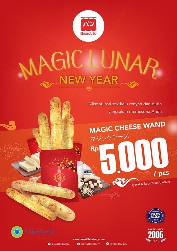Breadlife Promo Magic Lunar New Year, Magic Cheese Wand Hanya Rp. 5.000,- Per Biji