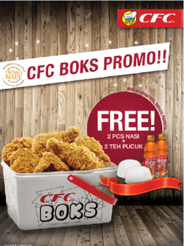 CFC Boks Promo Free 2 Pcs Nasi + 2 Teh Pucuk