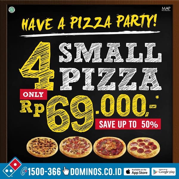 Domino's Pizza Promo 4 Small Pizza Hanya Rp. 69.000,-