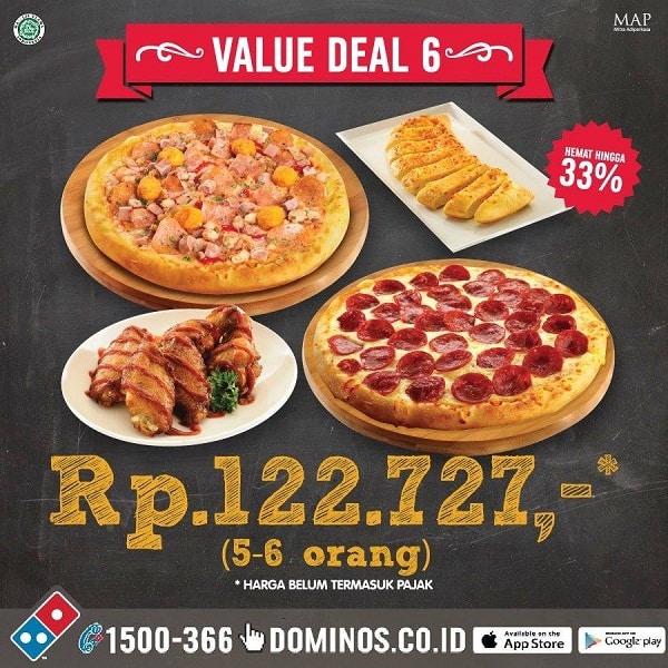 katalogkuliner Domino's Pizza Promo Value Deal 6 Hanya Rp. 122.727,-
