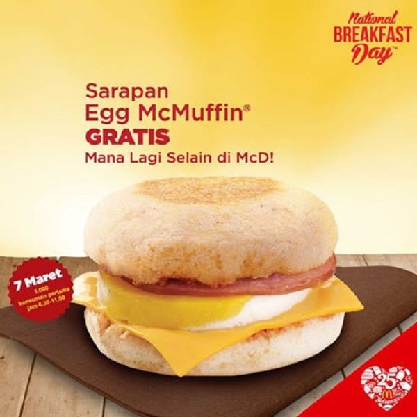 katalogkuliner McDonald's Promo National Breakfast Day, Sarapan Egg McMuffin Gratis