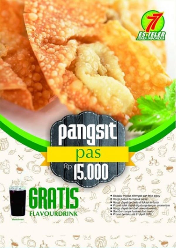 katalogkuliner Es Teller 77 Promo Pangsit Pas Harga Rp. 15.000,- Gratis Flavour Drink