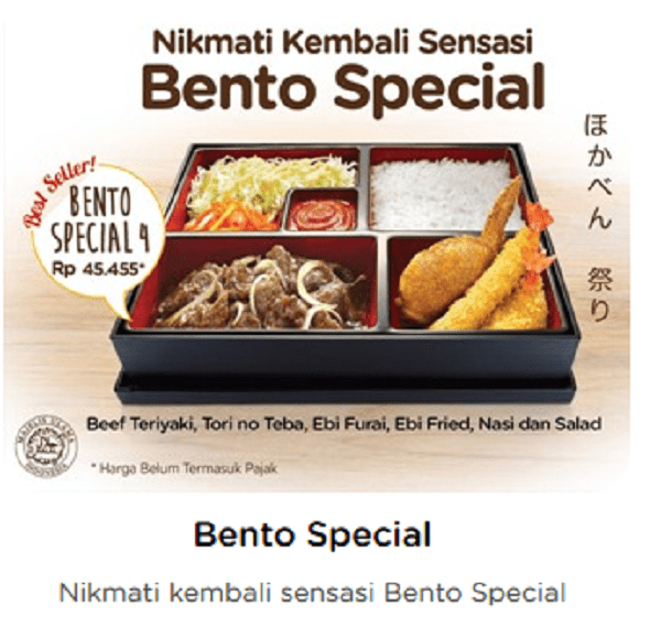 katalogkuliner Hoka Hoka Bento Promo Bento Spesial Hanya Rp. 45.455,-