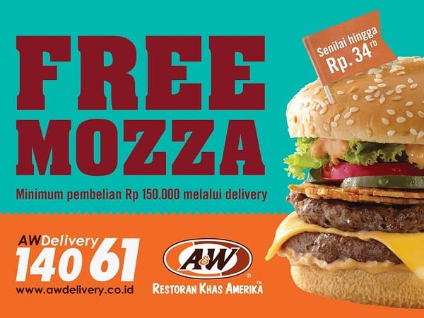 katalogkuliner A&W Restaurant Promo Delivery Gratis Burger Mozza