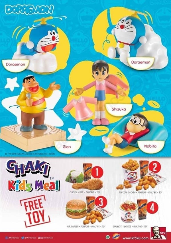 KFC Promo Chaki Kids Meal Gratis Mainan Doraemon